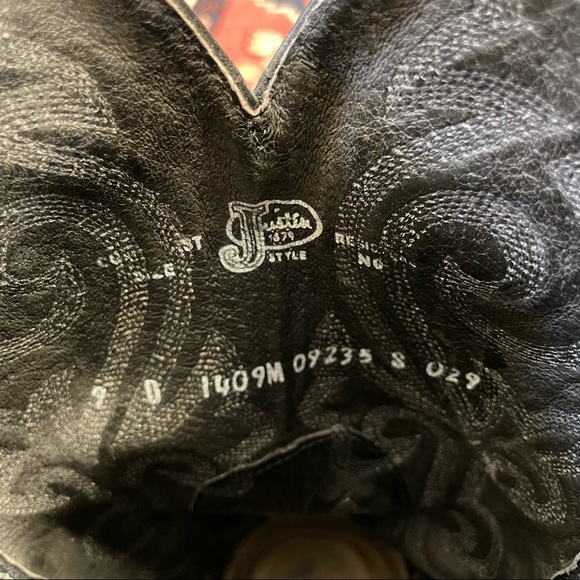 Justin Black Leather Boots - Picture 6 of 9